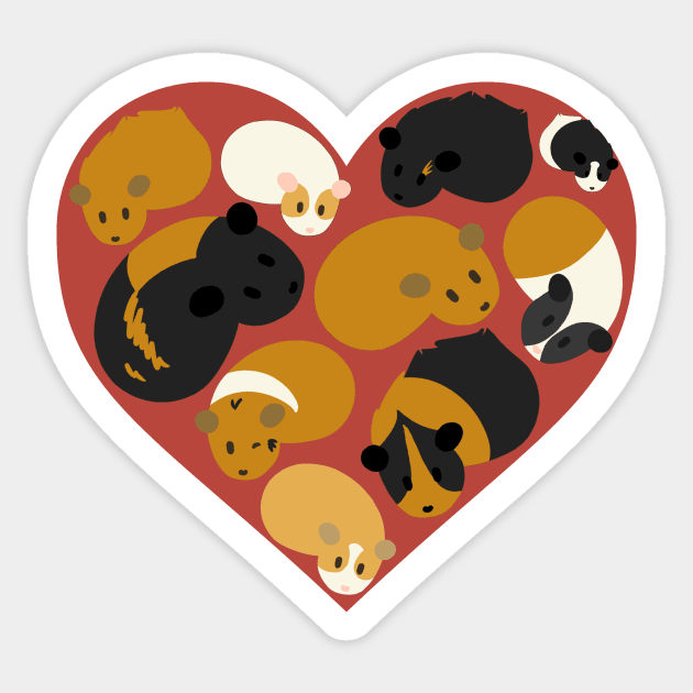 I Love Guinea Pigs Heart Sticker by Ratfrens